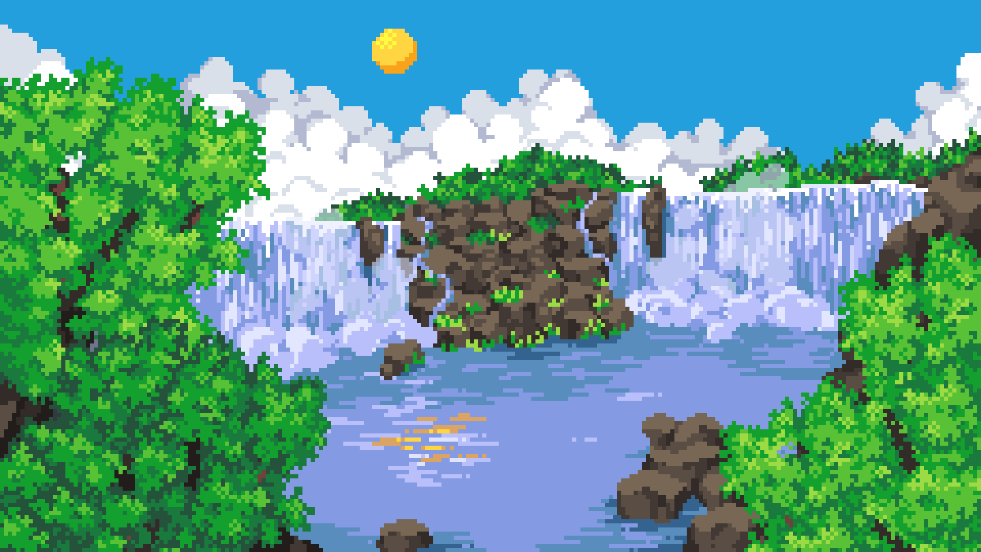 Pixel Art of pre_colonial Niagara Falls